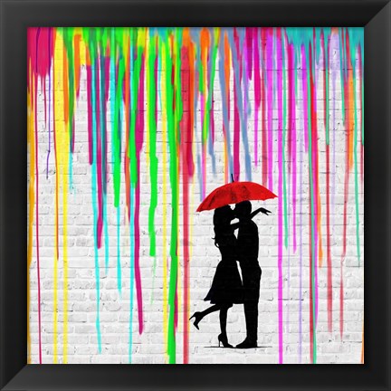 Framed Romance in the Rain (detail) Print