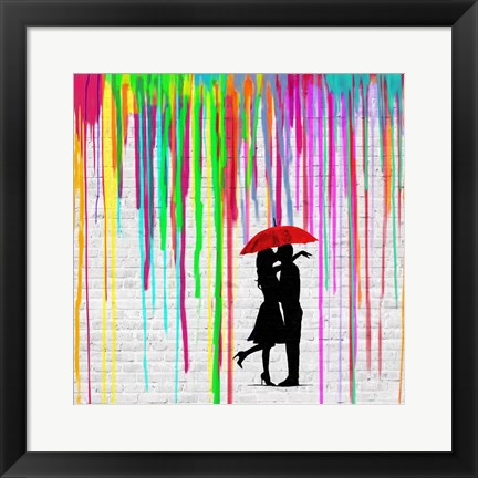 Framed Romance in the Rain (detail) Print