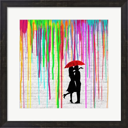 Framed Romance in the Rain (detail) Print