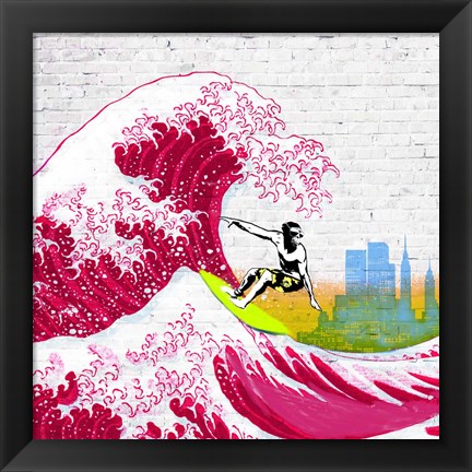 Framed Surfin&#39; NYC (detail) Print