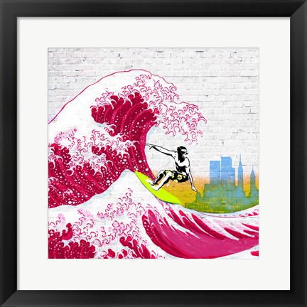 Framed Surfin&#39; NYC (detail) Print