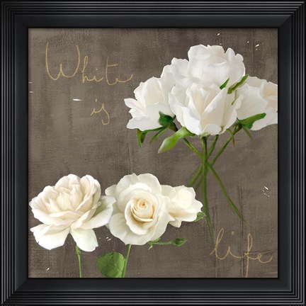 Framed White Roses Print