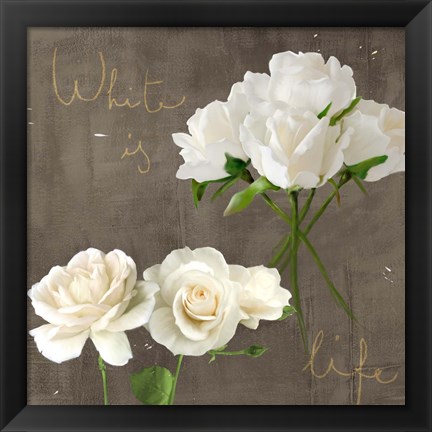 Framed White Roses Print