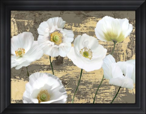 Framed Washed Poppies (Ash &amp; Gold) Print
