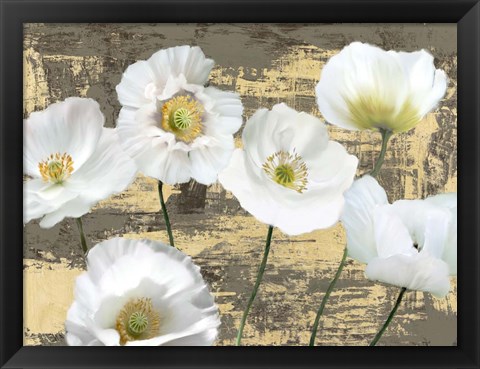 Framed Washed Poppies (Ash &amp; Gold) Print