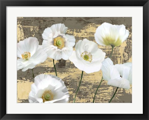 Framed Washed Poppies (Ash &amp; Gold) Print