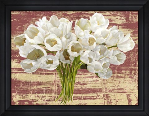 Framed Washed Tulips (Red &amp; Gold) Print