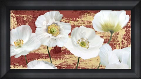 Framed Washed Poppies (Red &amp; Gold) Print