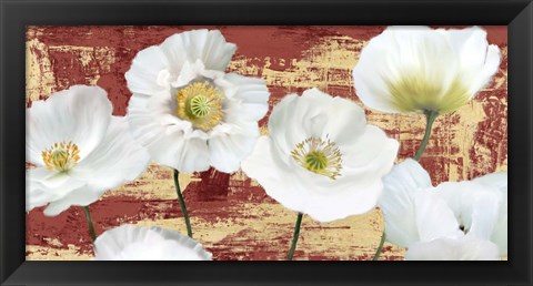 Framed Washed Poppies (Red &amp; Gold) Print