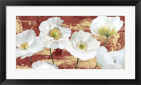 Framed Washed Poppies (Red &amp; Gold) Print