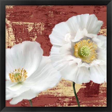 Framed Washed Poppies (Red &amp; Gold) I Print