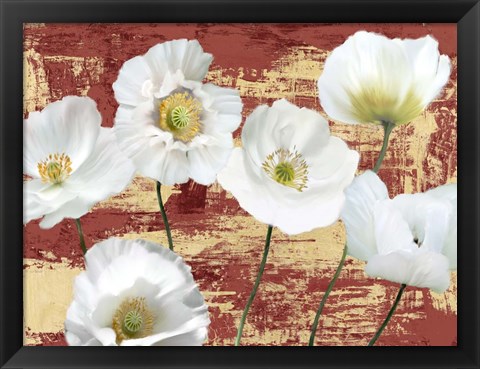 Framed Washed Poppies (Red &amp; Gold) Print