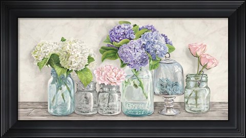 Framed Flowers in Mason Jars Print