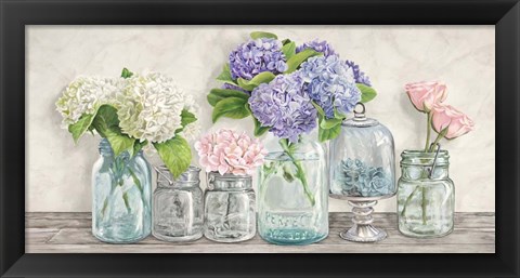 Framed Flowers in Mason Jars Print