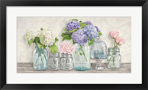 Framed Flowers in Mason Jars Print