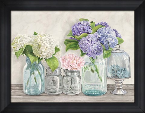 Framed Flowers in Mason Jars (detail) Print