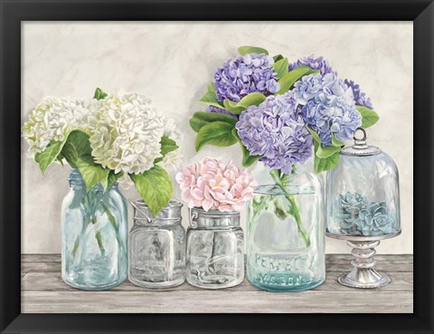 Framed Flowers in Mason Jars (detail) Print