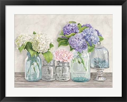 Framed Flowers in Mason Jars (detail) Print