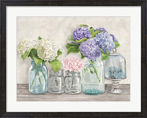 Framed Flowers in Mason Jars (detail) Print