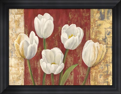 Framed Tulips on Royal Red Print