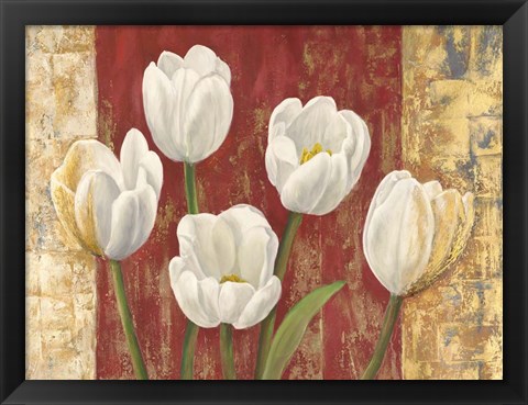 Framed Tulips on Royal Red Print
