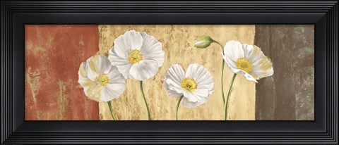 Framed Poppies on Smooth Background Print