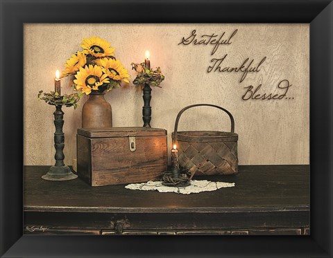 Framed Grateful, Thankful, Blessed Print