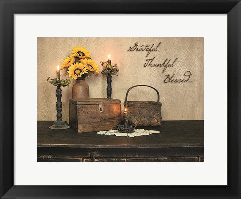 Framed Grateful, Thankful, Blessed Print