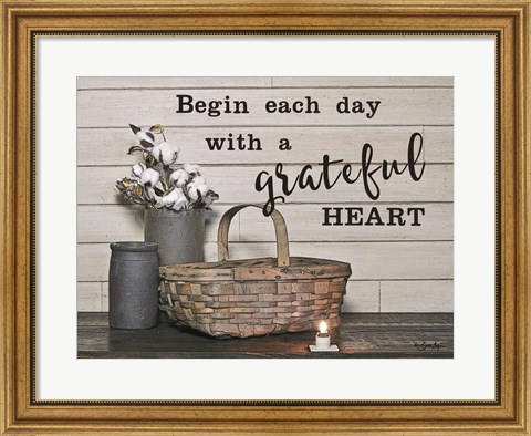 Framed Begin Each Day with a Grateful Heart Print