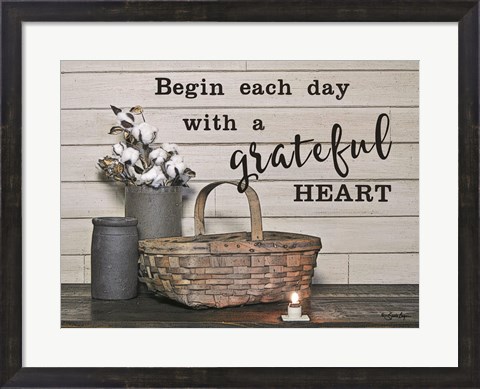 Framed Begin Each Day with a Grateful Heart Print