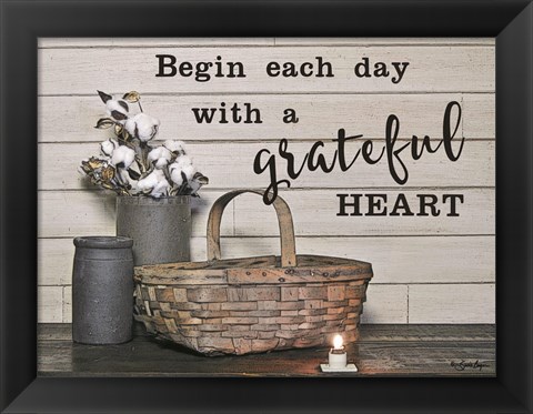 Framed Begin Each Day with a Grateful Heart Print