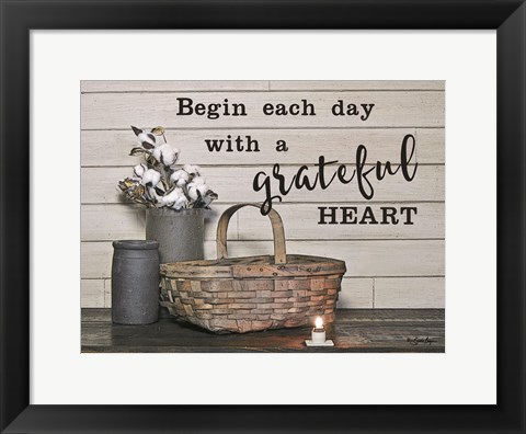 Framed Begin Each Day with a Grateful Heart Print