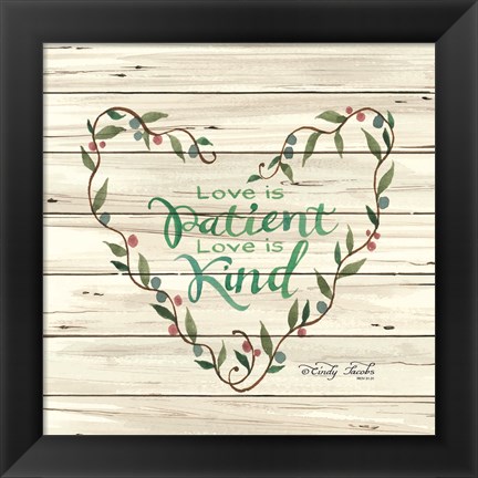 Framed Love is Patient Heart Wreath Print