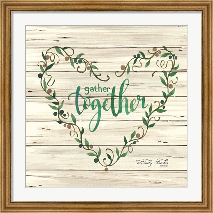 Framed Gather Together Heart Wreath Print
