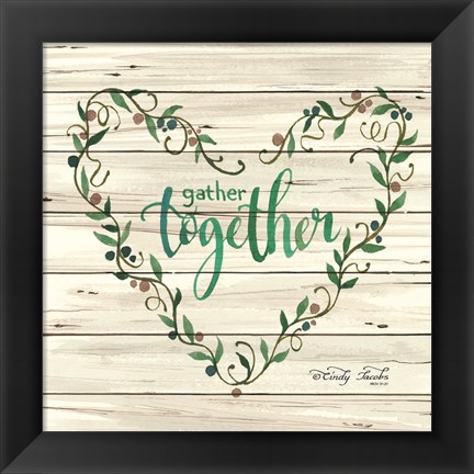 Framed Gather Together Heart Wreath Print