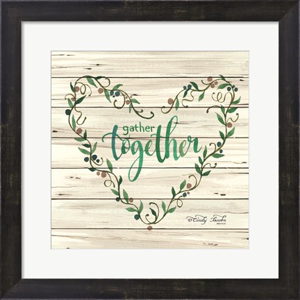 Framed Gather Together Heart Wreath Print