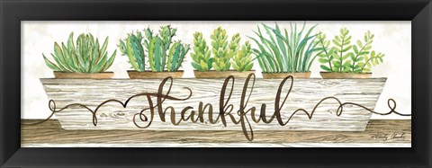 Framed Thankful Succulent Pots Print