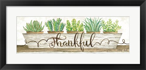 Framed Thankful Succulent Pots Print