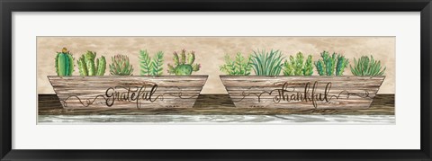 Framed Grateful &amp; Thankful Succulents Print