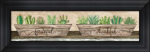 Framed Grateful &amp; Thankful Succulents Print