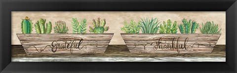 Framed Grateful &amp; Thankful Succulents Print