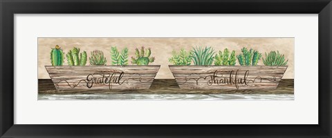 Framed Grateful &amp; Thankful Succulents Print