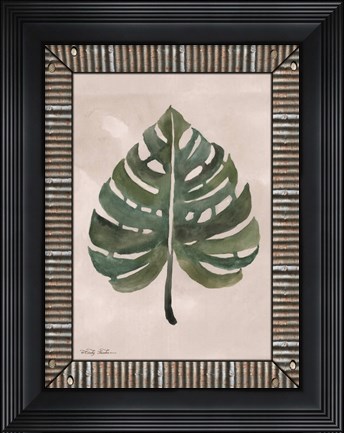 Framed Monstera Leaf Galvanized Print