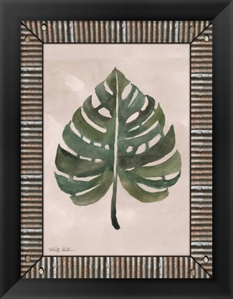 Framed Monstera Leaf Galvanized Print