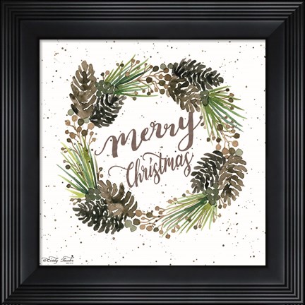 Framed Merry Christmas Wreath Print