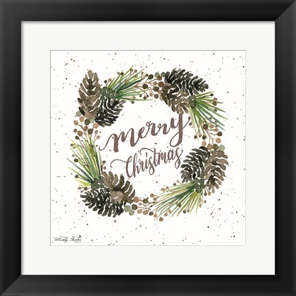 Framed Merry Christmas Wreath Print