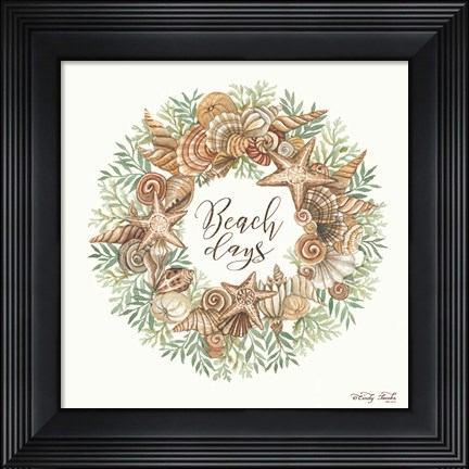 Framed Beach Days Shell Wreath Print