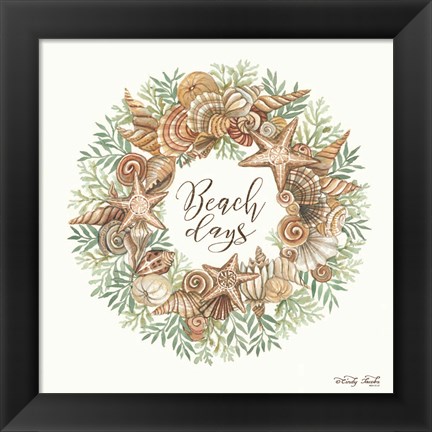 Framed Beach Days Shell Wreath Print