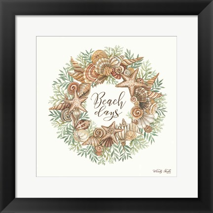 Framed Beach Days Shell Wreath Print