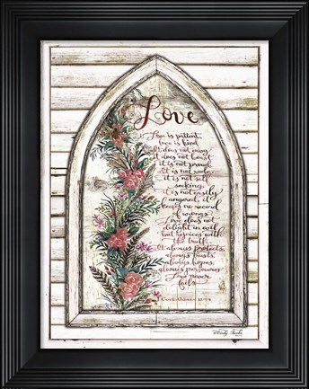 Framed Love is Patient Arch with Flowers Print